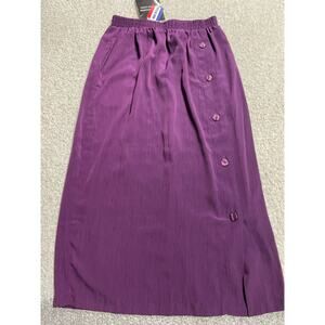 NWT VTG Susan Graver Women's Size M Button Side Split Midi Skirt Purple US Made